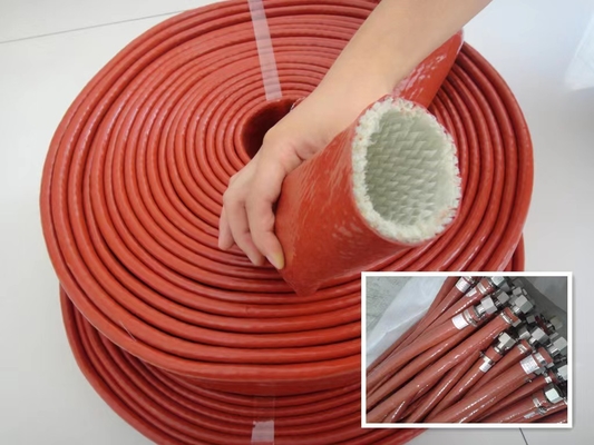Le caoutchouc de silicone de résistance de flamme a enduit l'isolation thermique gainante de fibre de verre